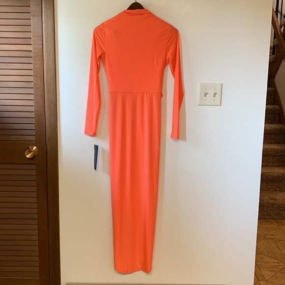 NWT Stunning RACHEL Rachel Roy Long Sleeve Dress Size XS Guava Punch Color - Picture 9 of 12